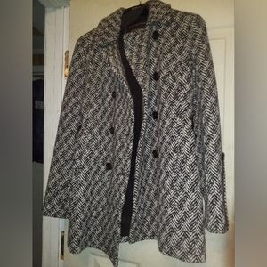 Coach herringbone peacoat black and white size 4